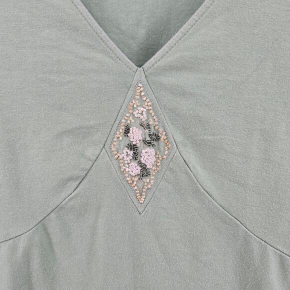 Sage Y2K Babydoll Beaded Top Size MD Forest Fairy Boho Phoebe Buffay 2000s - Picture 2 of 8